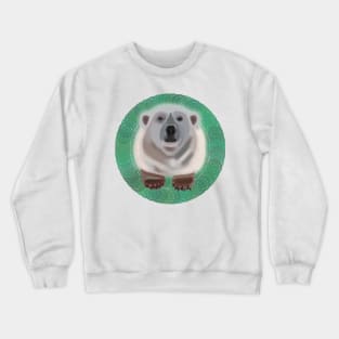 Polar Bear on green circular pattern Crewneck Sweatshirt